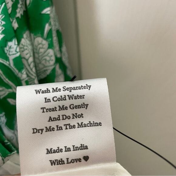 Mille Helena Block Floral Print Wrap Midi Dress Green White Resortwear NWOT - Picture 10 of 11